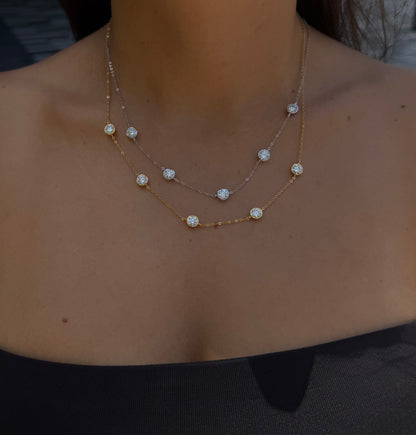 5 Stone Bezel Set Necklace