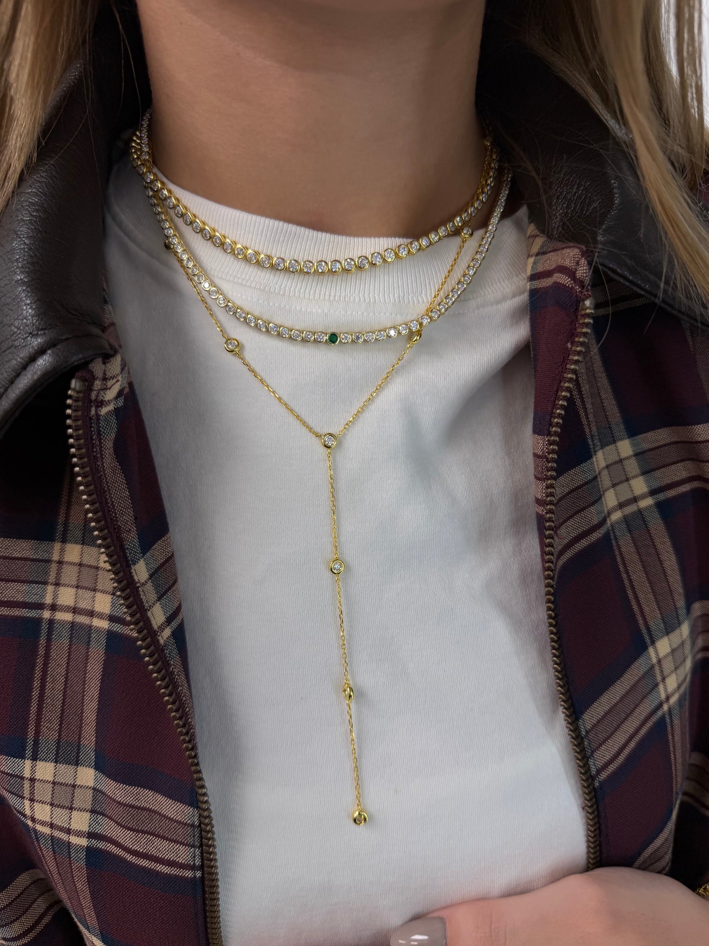 Emerald Bezel Set Necklace