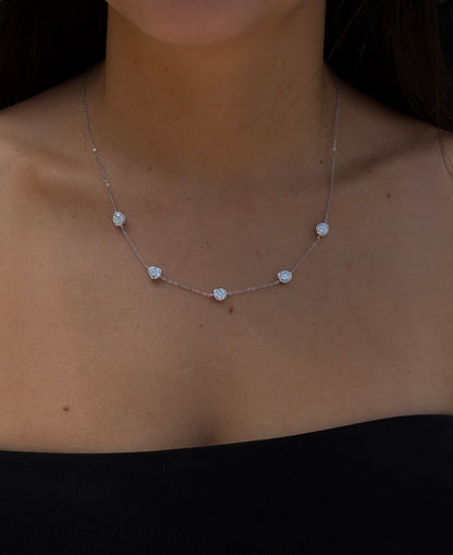 5 Stone Bezel Set Necklace