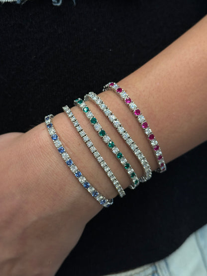 Emerald, Ruby OR Sapphire Tennis Bracelet
