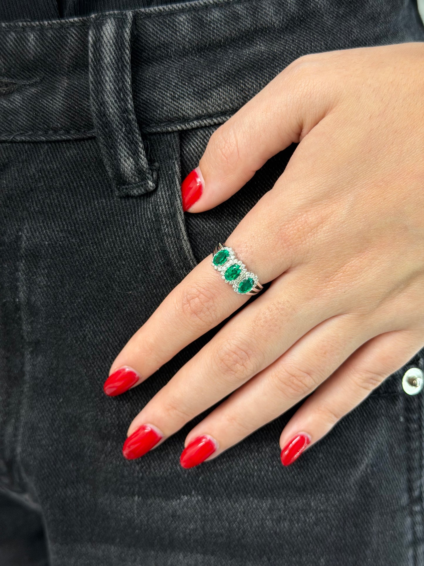 Emerald Trio Ring