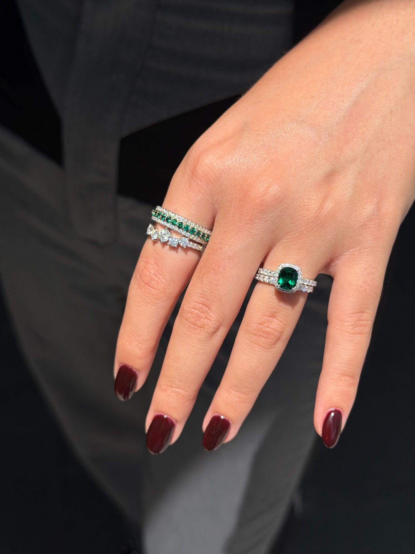 Cushion-Cut Emerald Halo Ring