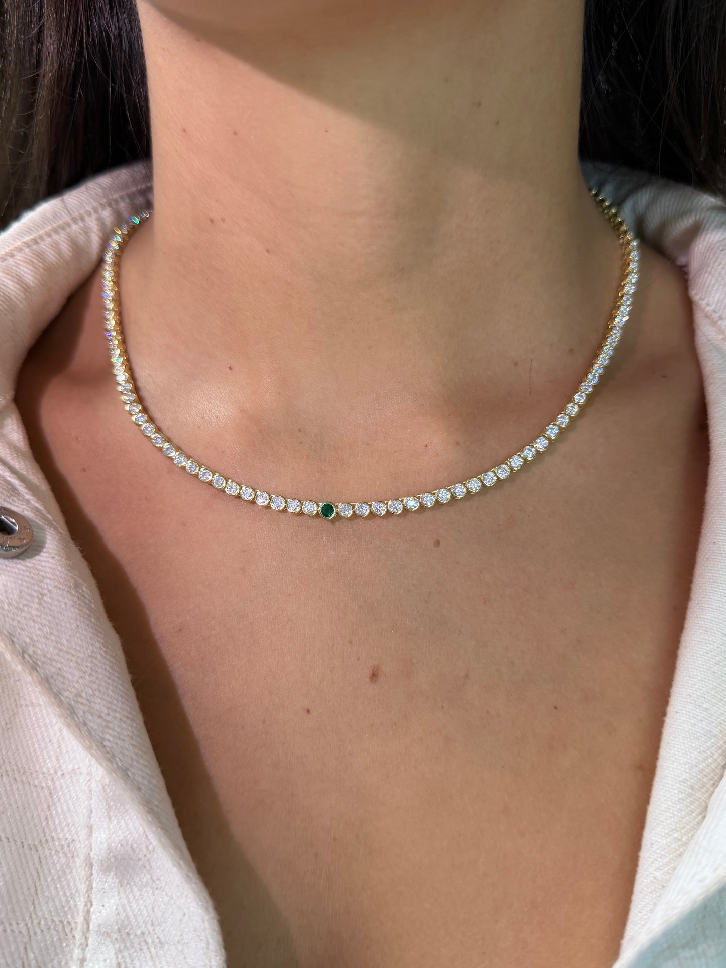 Emerald Bezel Set Necklace