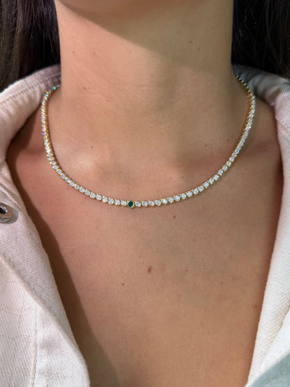 Emerald Bezel Set Necklace