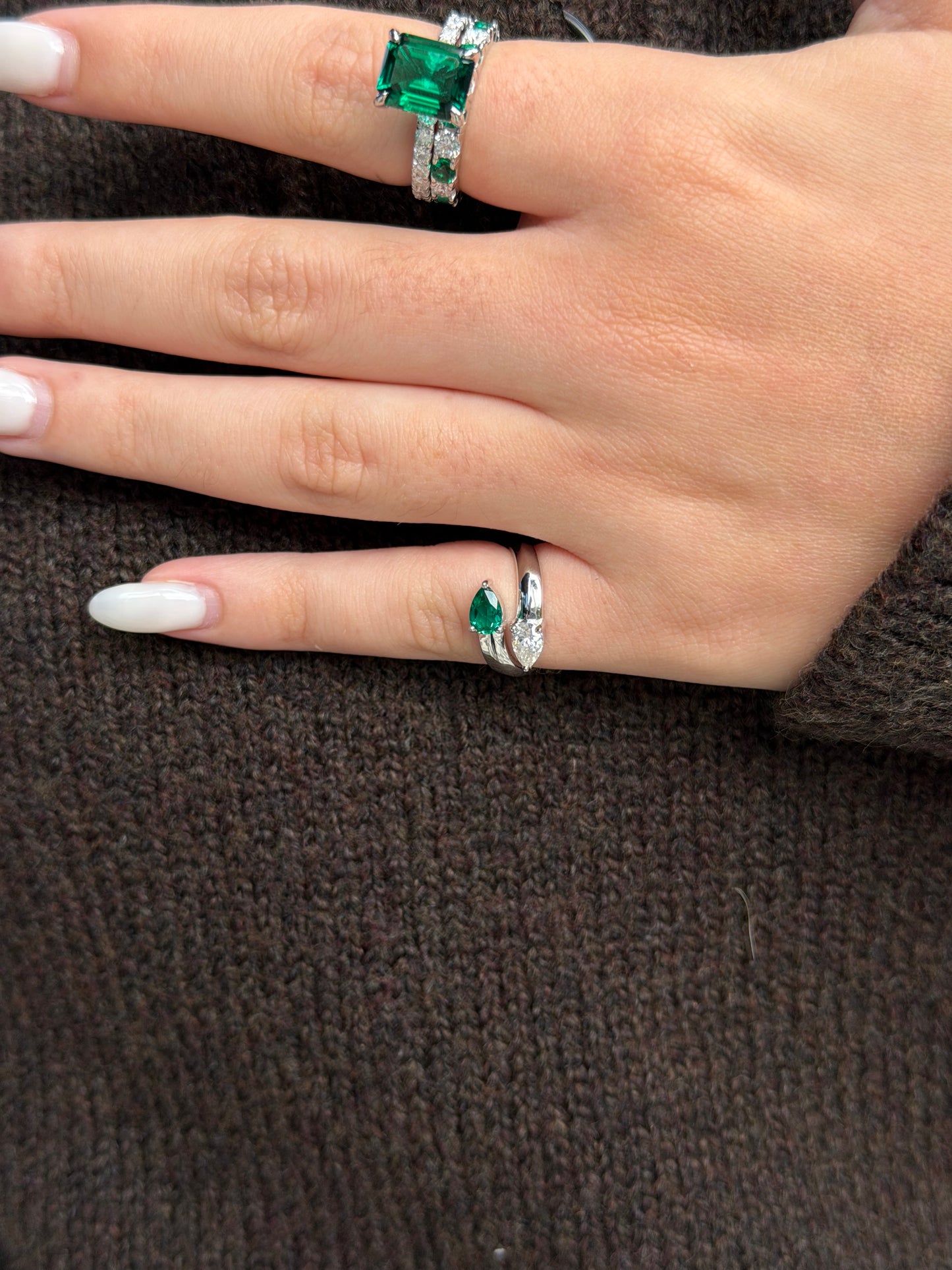Dual Gemstone Pear Ring - Pinky Ring
