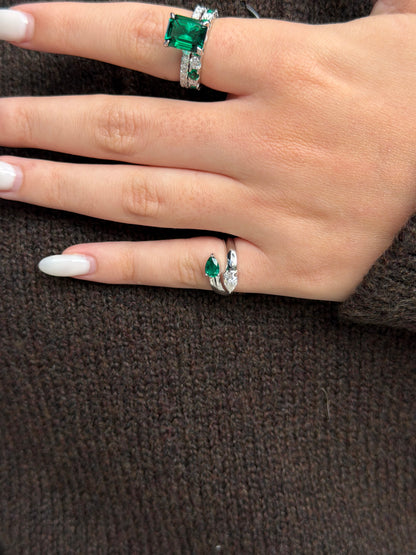 Dual Gemstone Pear Ring - Pinky Ring