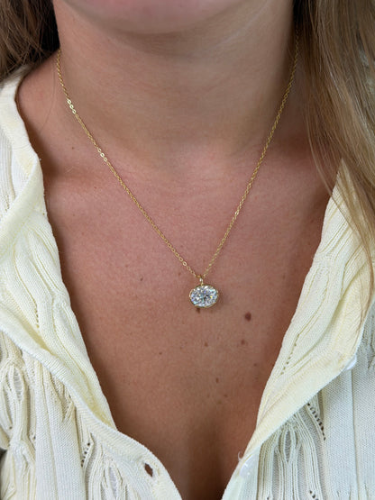 5CT Oval chain  Solitaire Necklace