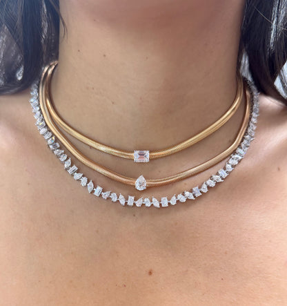 Pear Solitaire Snake Chain Necklace