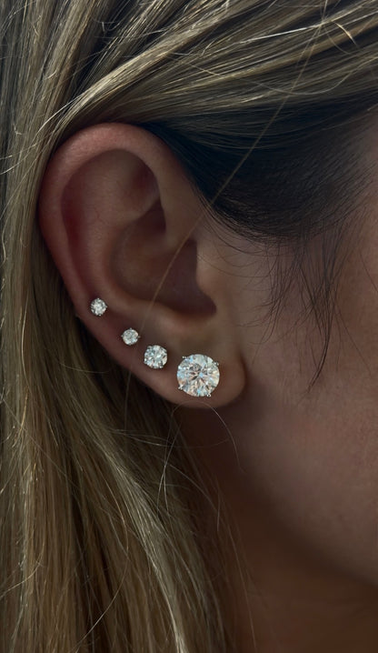 Martini Setting Round Solitaire Stud Earrings