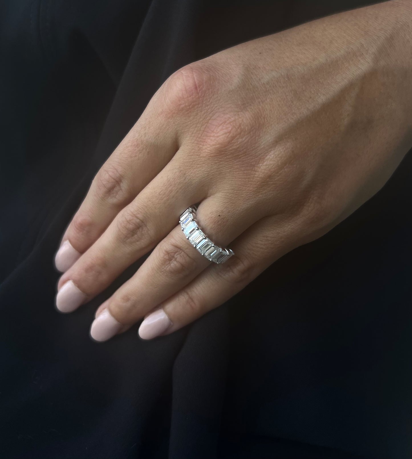 Emerald Cut Half Eternity Ring