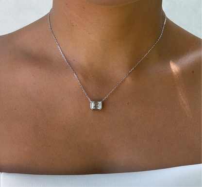 Emerald Bezel Solitaire Necklace