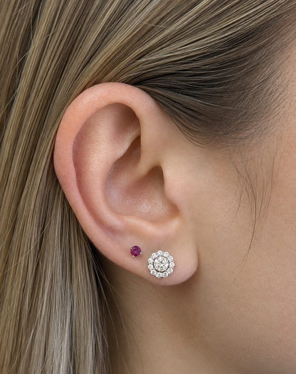 Lab Ruby Martini Stud Earrings