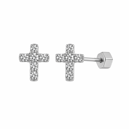 Mini cross stud earrings