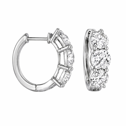 Three stone hoop earrings