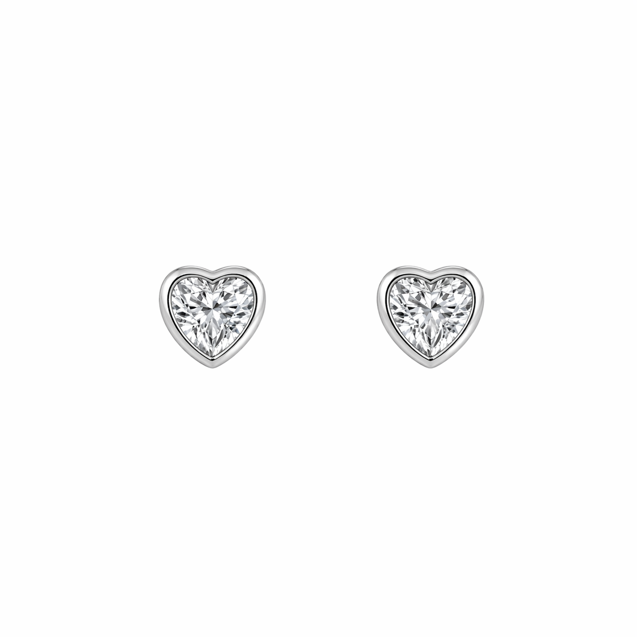 Mini bezel heart earrings