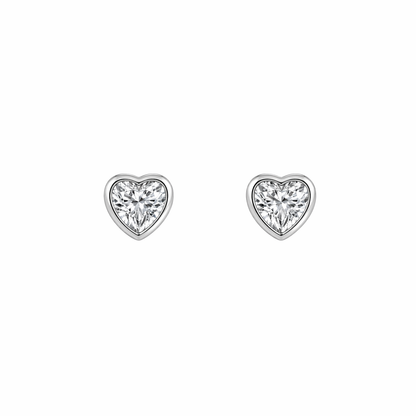 Mini bezel heart earrings