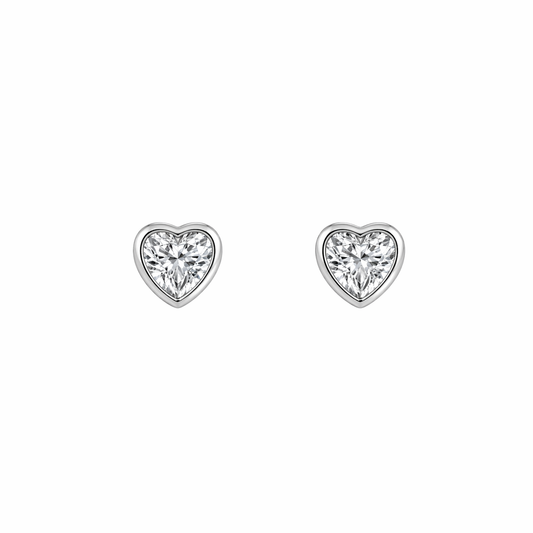 Mini bezel heart earrings