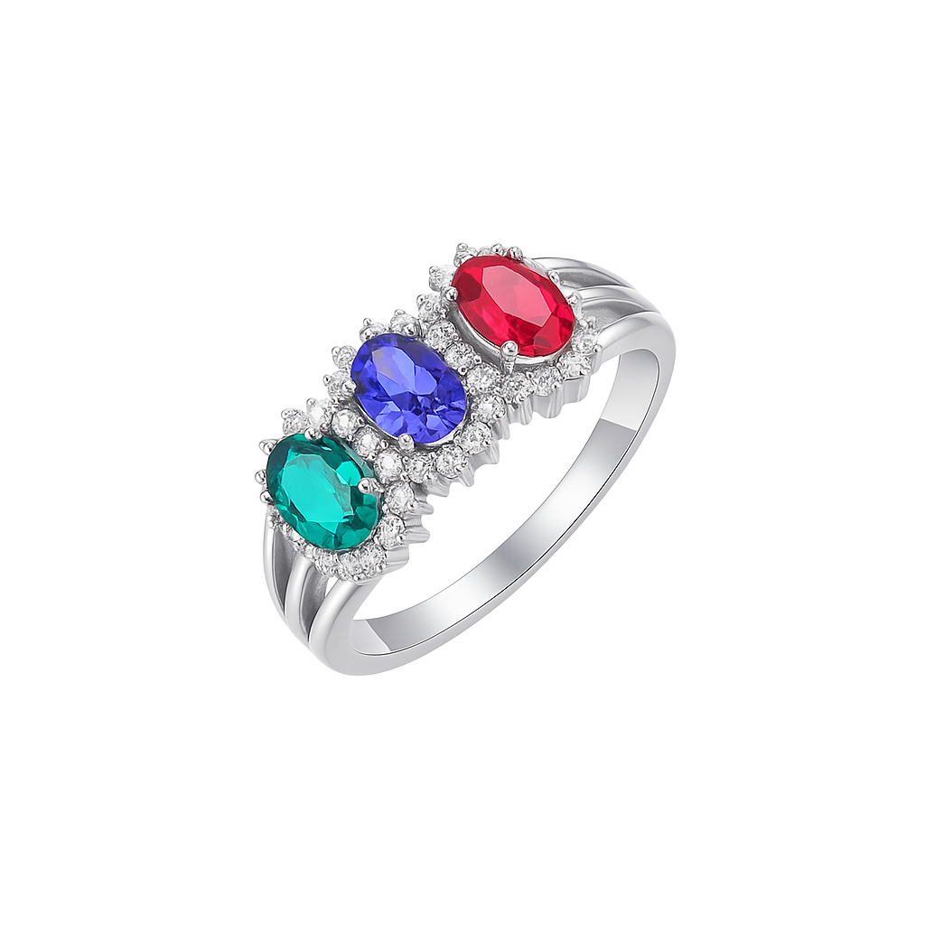Tri-Color Gemstone Ring