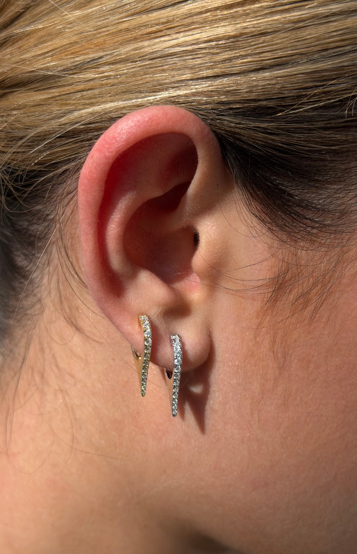 Elongated Pave Hoop Earrings