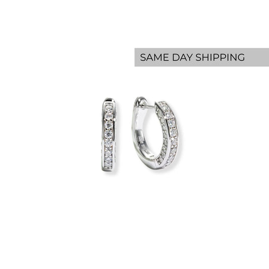 Three-Sided Pavé  Hoop Earrings