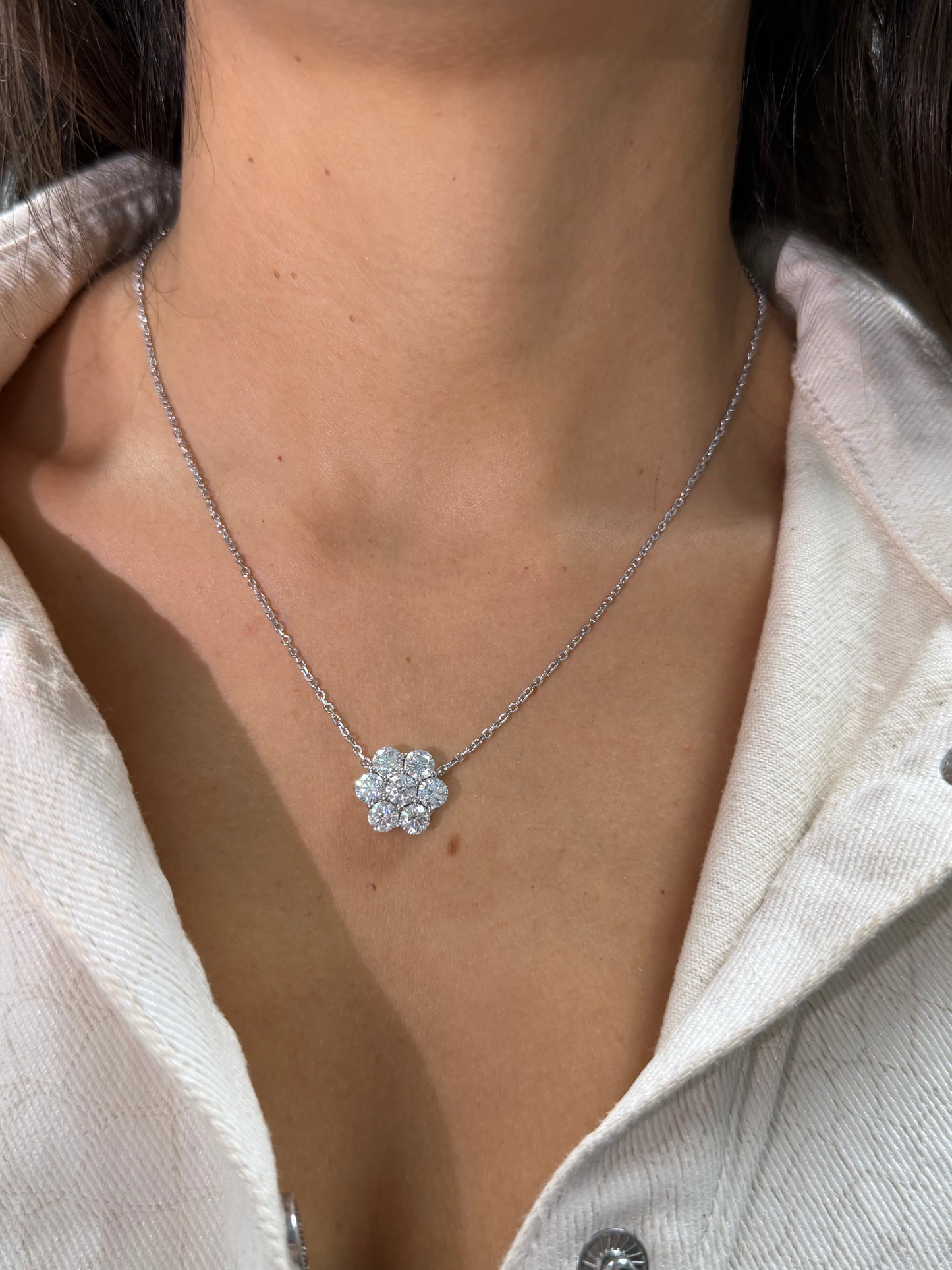 3.5CT Flower Pendant Necklace
