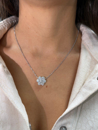 3.5CT Flower Pendant Necklace