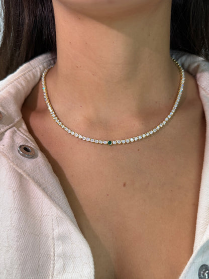 Emerald Bezel Set Necklace