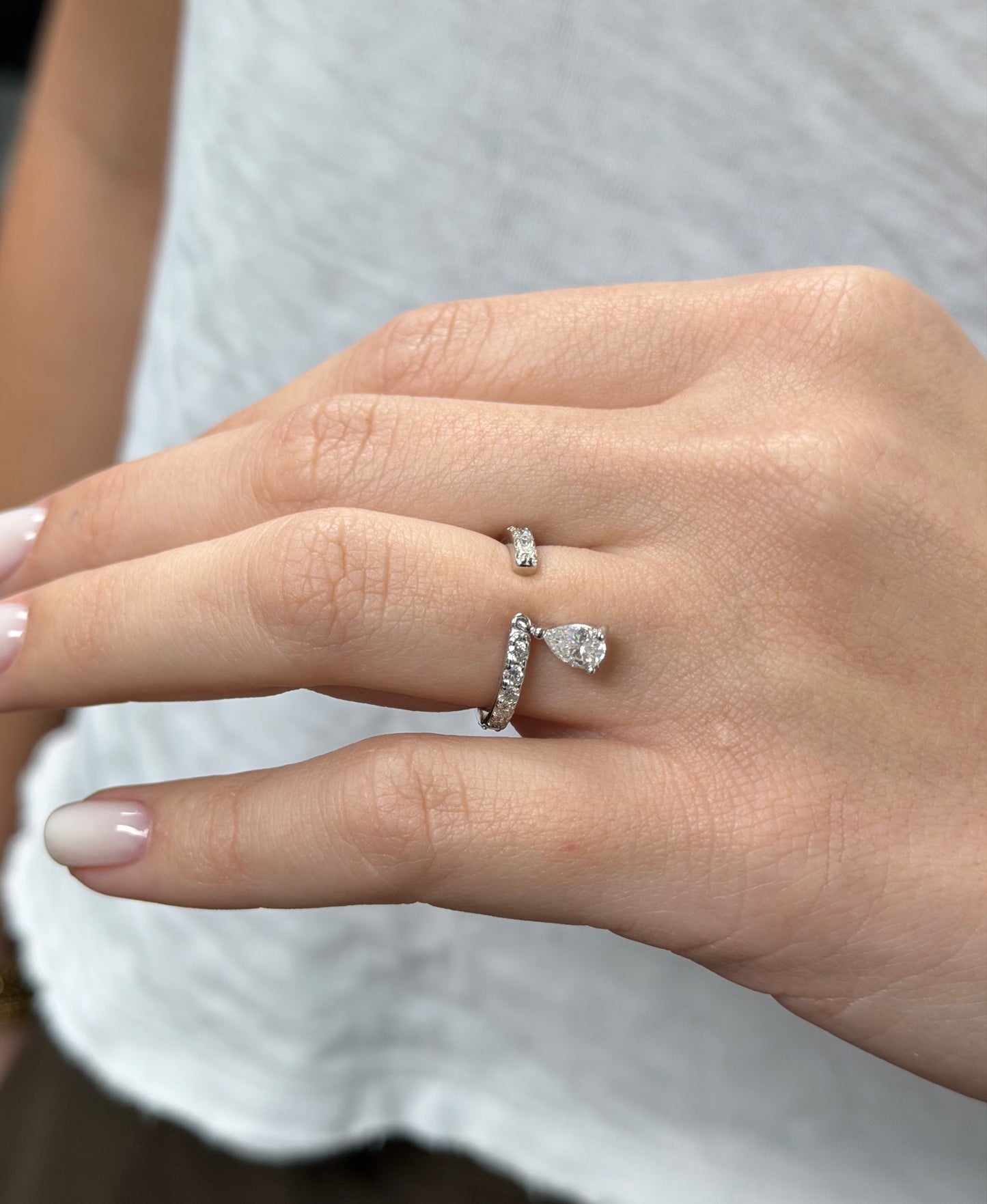 Pear Cut Dangle Adjustable Ring