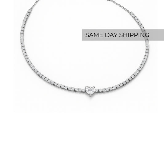Heart Tennis Choker Necklace