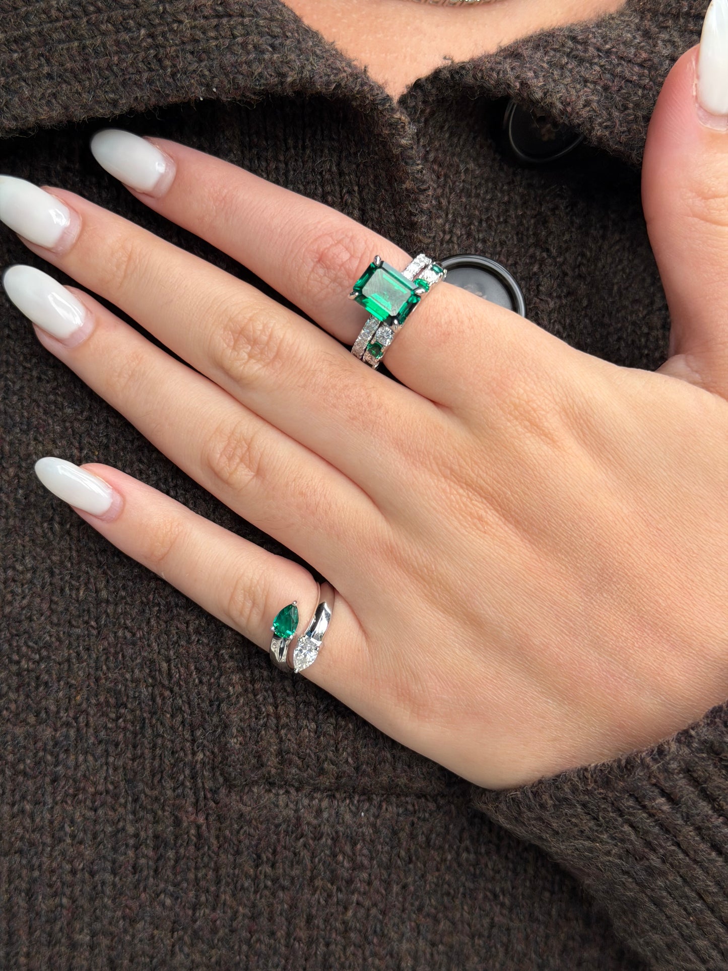 Dual Gemstone Pear Ring - Pinky Ring