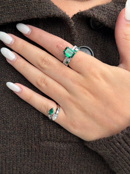 Dual Gemstone Pear Ring - Pinky Ring