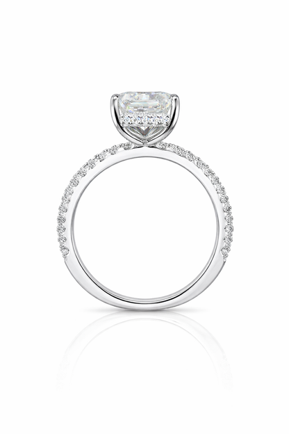 4CT Radiant Cut Ring with Pavé Band