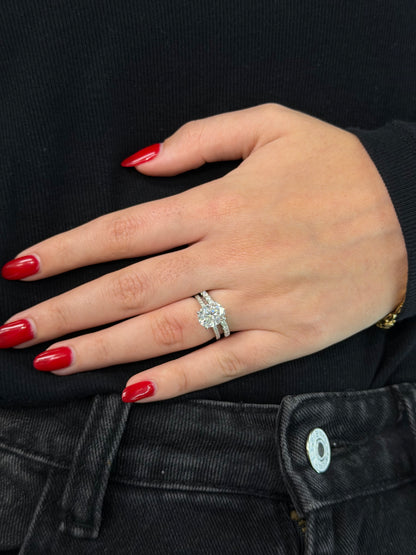 3CT Oval Cut Engagement Ring with Pavé Band