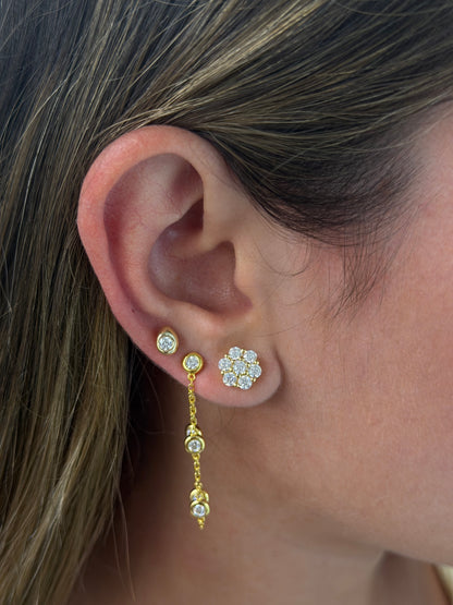 Bezel Chain Loop Earrings