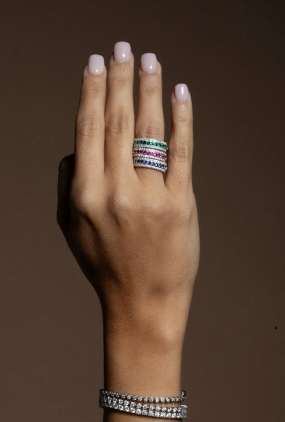 Lab Emerald/ Sapphire OR Ruby Eternity Ring