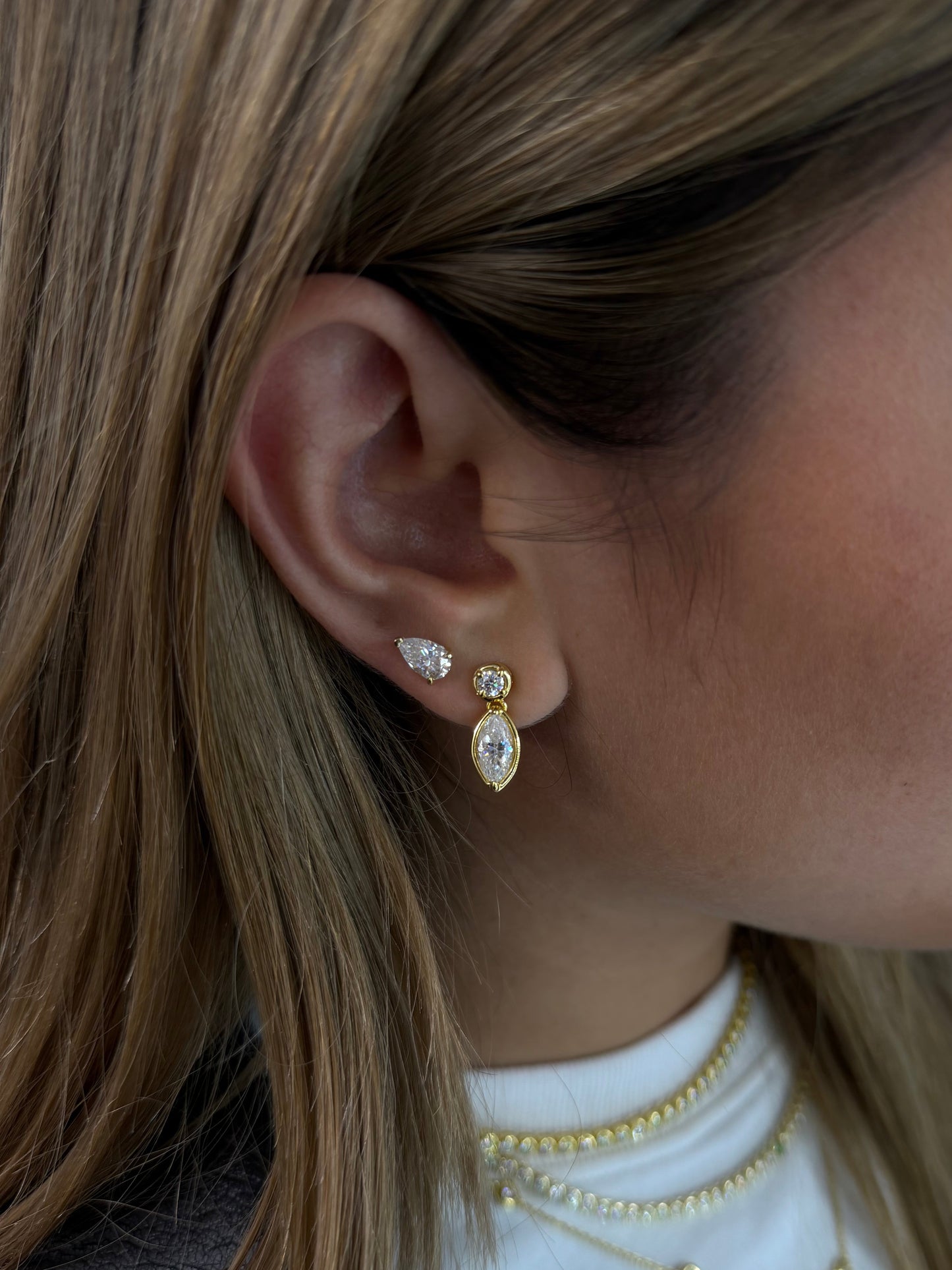 Marquise Drop Golden Earrings
