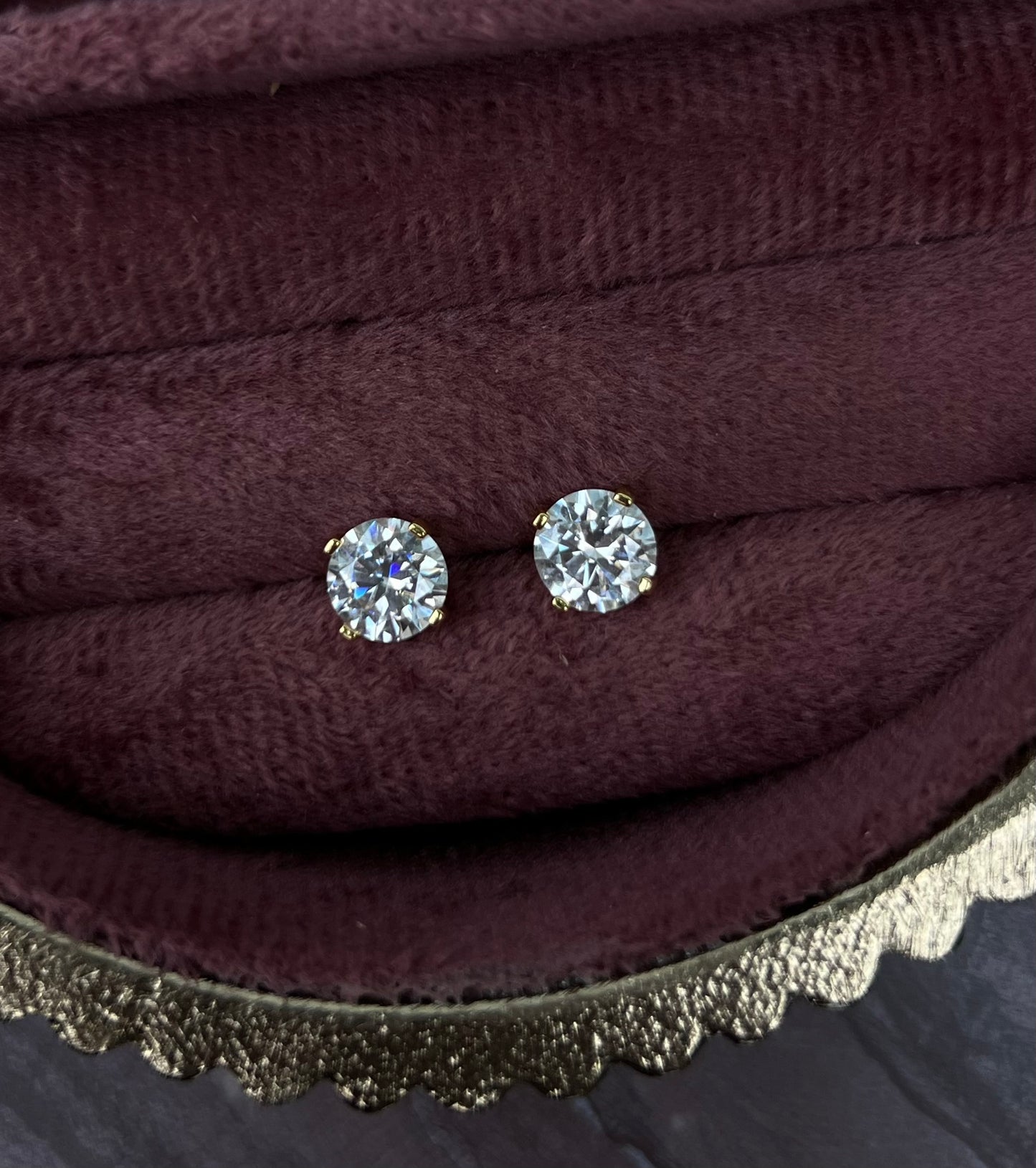 Martini Setting Round Solitaire Stud Earrings