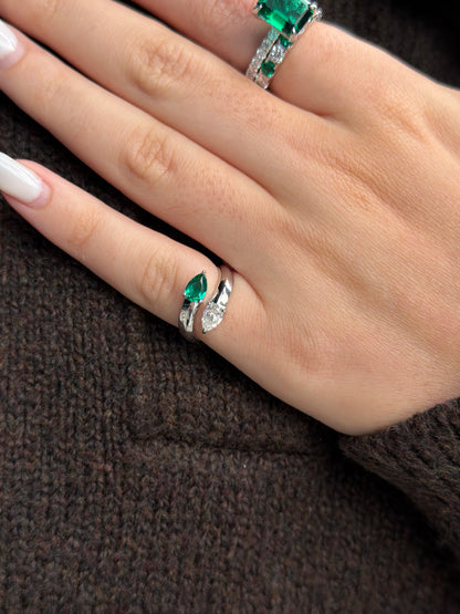 Dual Gemstone Pear Ring - Pinky Ring