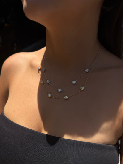 5 Stone Bezel Set Necklace