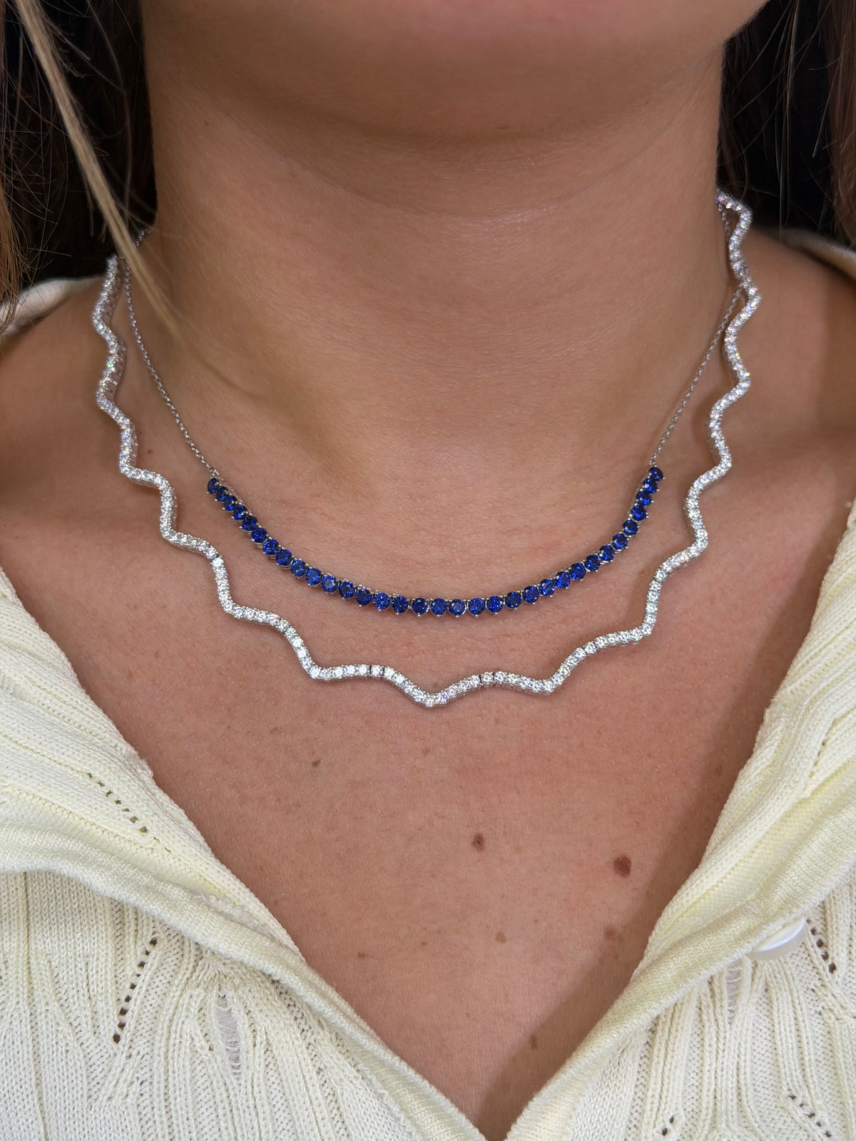 HALF COLOR TENNIS NECKLACE