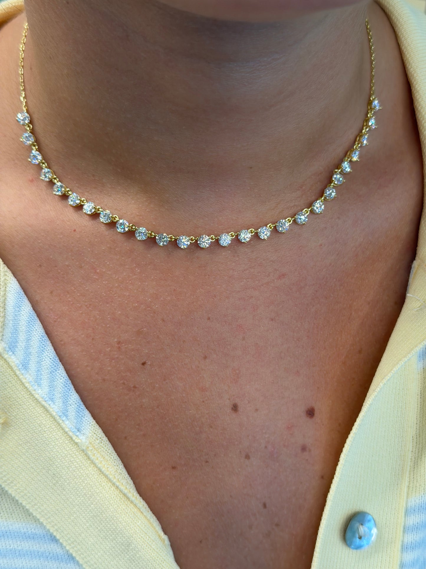 4mm Half 3-Prong Tennis Necklace