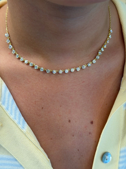 4mm Half 3-Prong Tennis Necklace