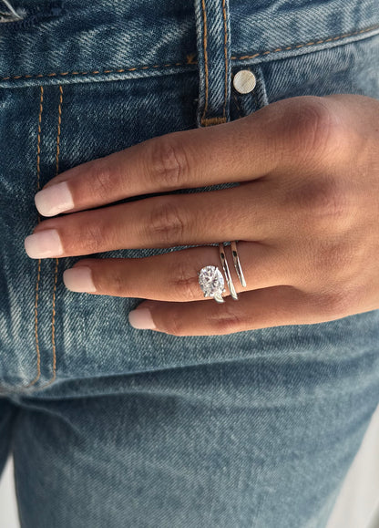 Oval Cut Spiral Ring - Pinky Ring
