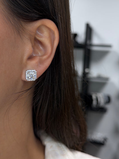 Cushion Halo Stud Earrings