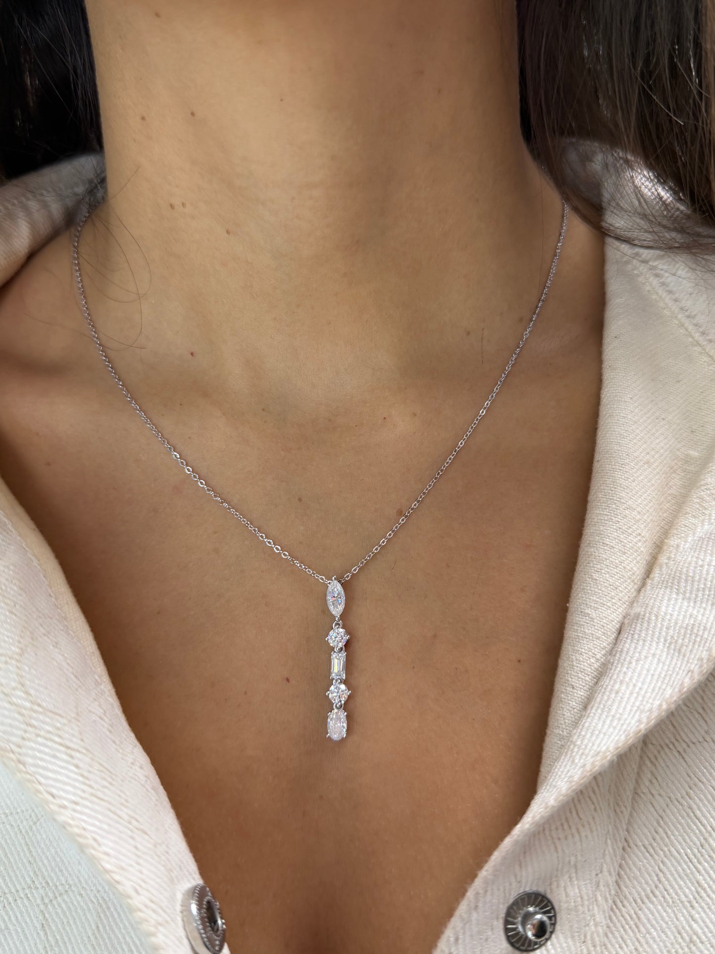 Mixed Cut Drop Necklace