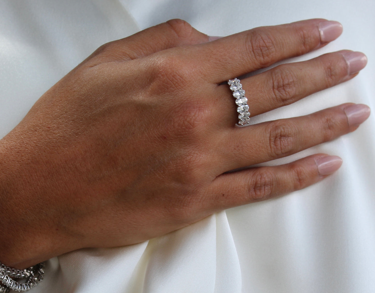 Oval Cut Half Eternity Ring