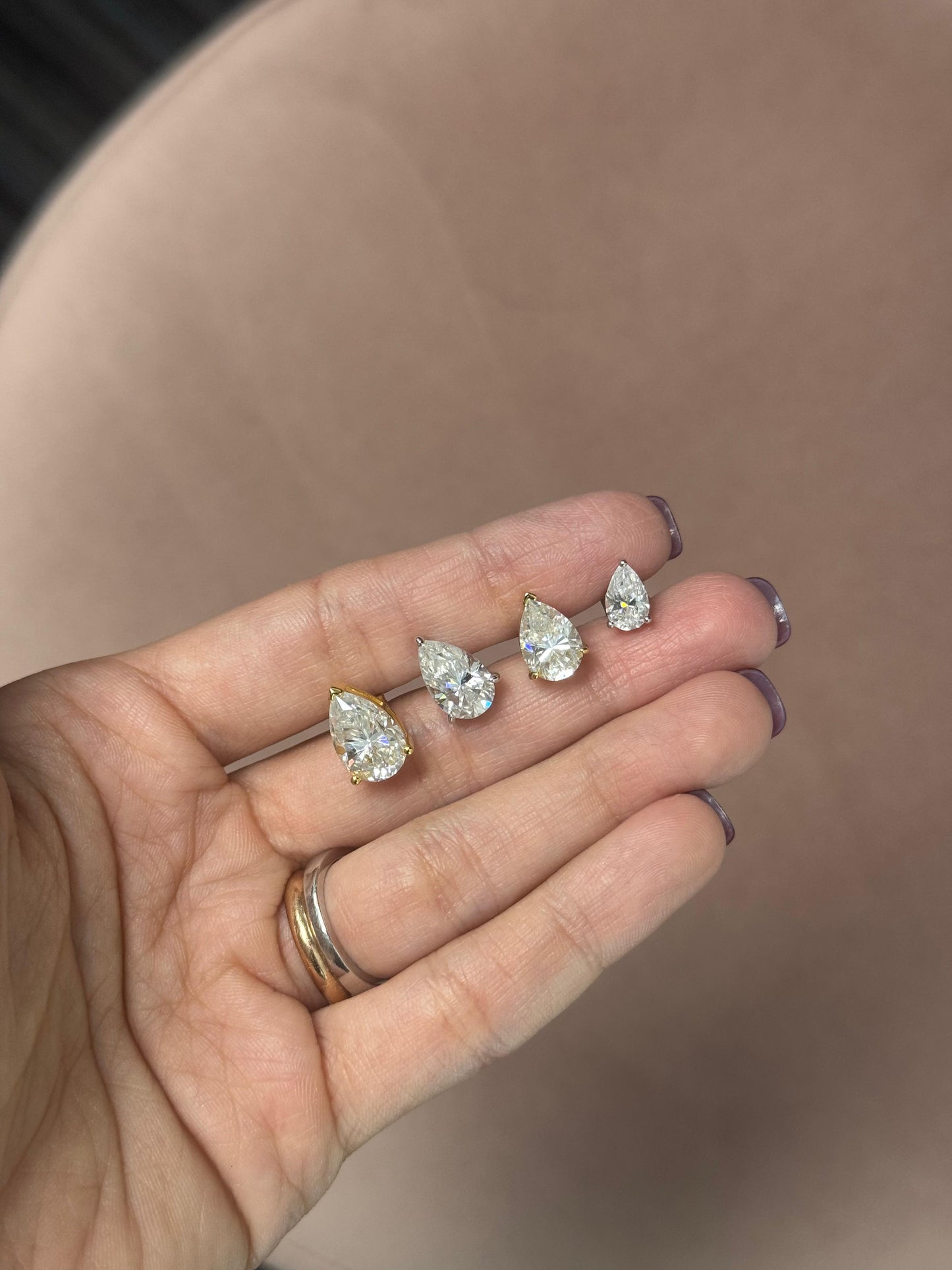 Pear Cut Solitaire Stud Earrings