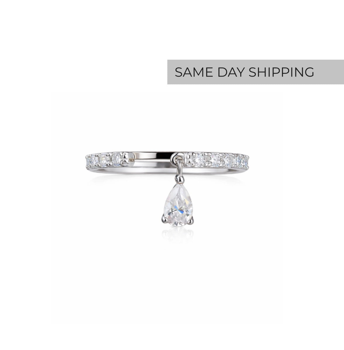 Pear Cut Dangle Adjustable Ring