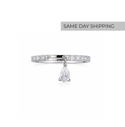 Pear Cut Dangle Adjustable Ring