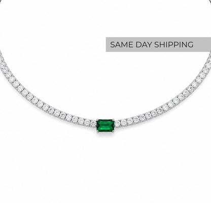 Emerald Center Tennis Necklace